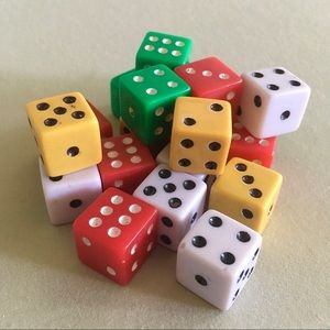 Dice four sets Green Red Yellow White